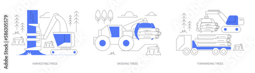 Logging trees abstract concept vector illustrations.