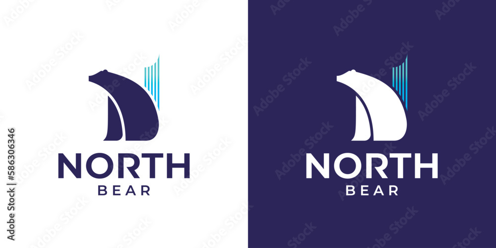 North Bear Logo. Letter N and Bear Aurora North Bear Logo. Letter N and Bear Aurora
