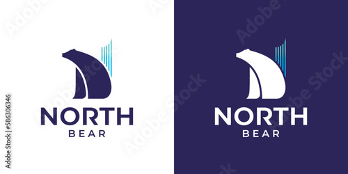 North Bear Logo. Letter N and Bear Aurora