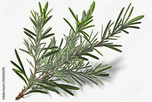 Rosemary On A White Background. Generative AI