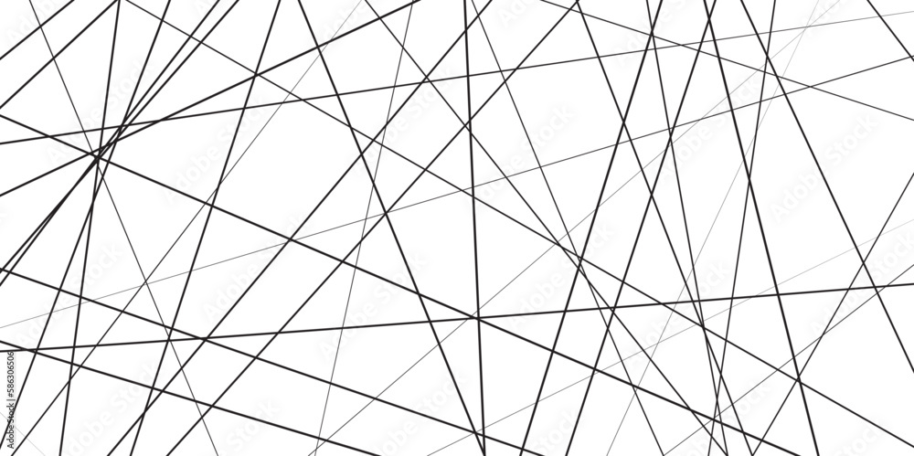 Abstract black and white liens with many squares and triangles shape background. Abstract geometric lines background. Vector illustration.