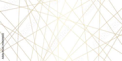 Abstract golden random chaotic liens with many triangles shape background. 