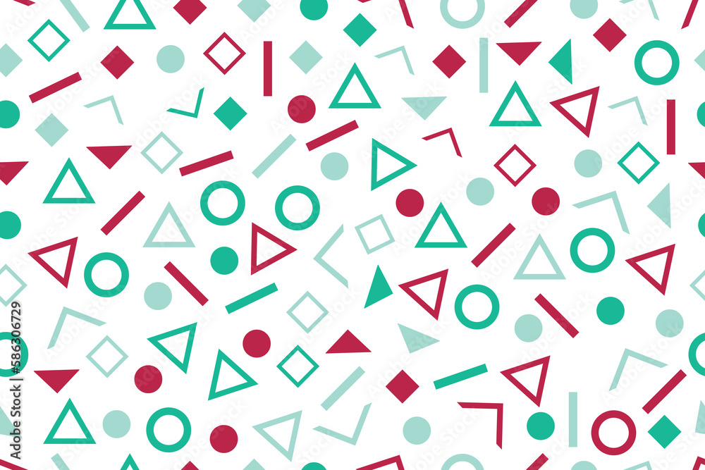 Vector seamless Flat mosaic pattern with green and red geometric figures Vector seamless Flat mosaic pattern with green and red geometric figures