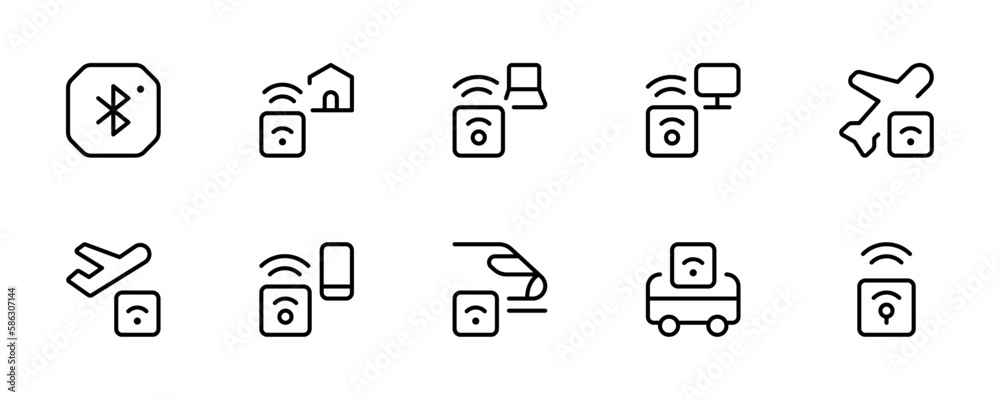 Wi-fi, wireless connection, beacons,antenna signal strength icon ...