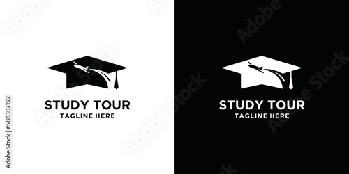 study abroad vector logo design. Medical studies, general studies in abroad logo concept.