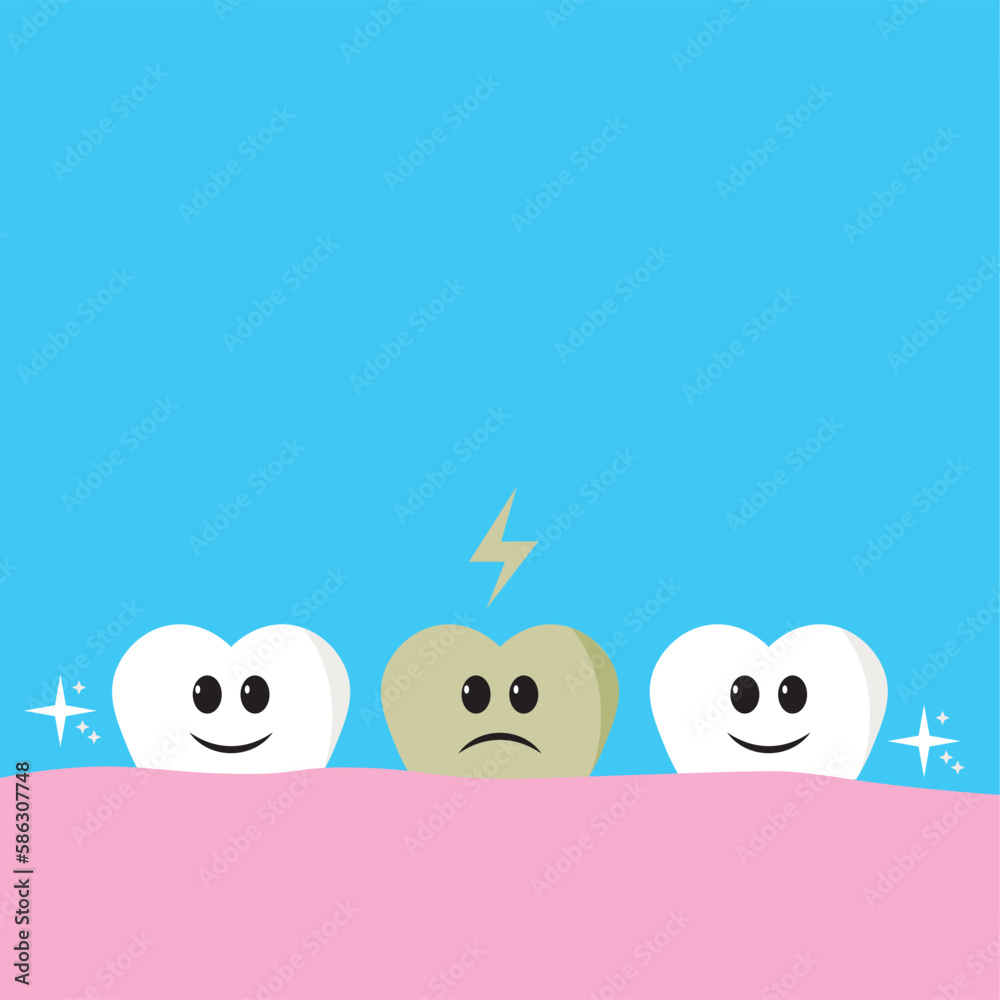 sick tooth among healthy ones icon vector, illustration, symbol