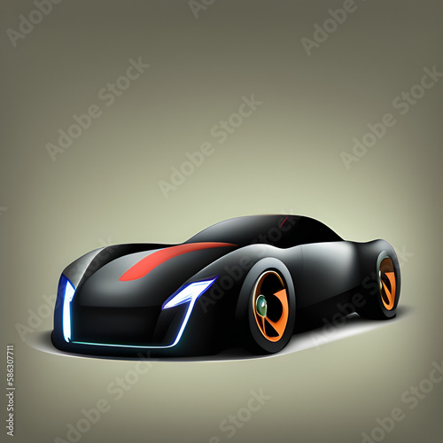 Prototype concept of a sports car on dark background. Postproduction generative 
