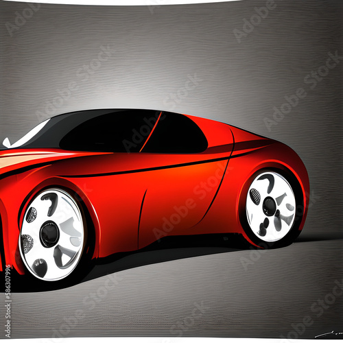 Prototype concept of a sports car on dark background. Postproduction generative 
