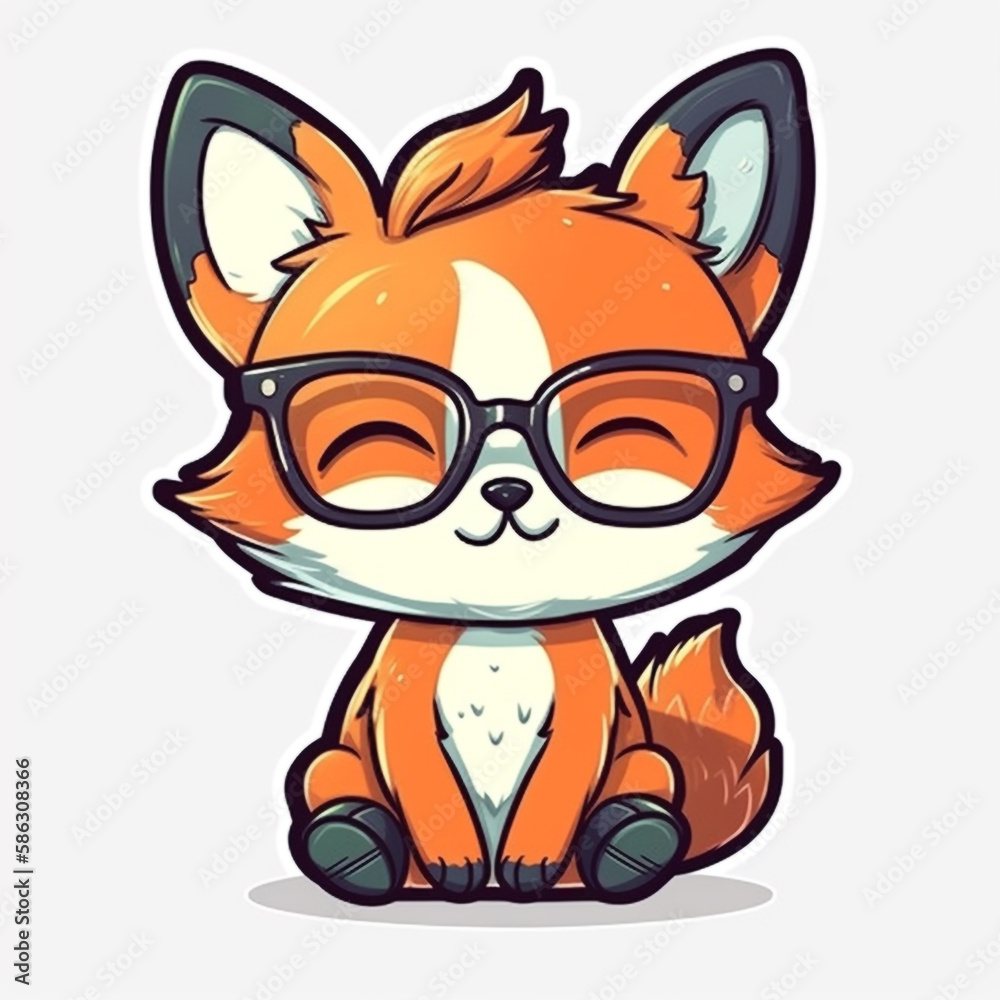 cute fox wearing glasses generative ai cute fox wearing glasses generative ai