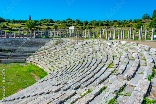 Ancient stadium of Archaeological Site of Ancient Messini in Greece photo