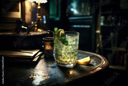 A Timeless Classic Cocktail Served in a Cozy Speakeasy-Style Bar