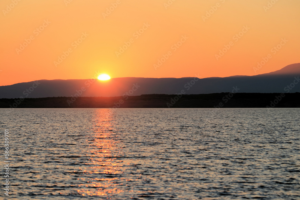 Obraz premium orange sundown in Crikvenica, Croatia