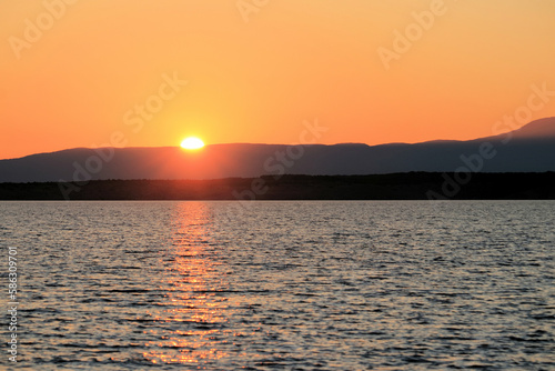 orange sundown in Crikvenica, Croatia