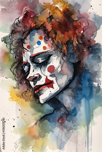 inspirational_clown_depression_sadness_watercolor_and_in