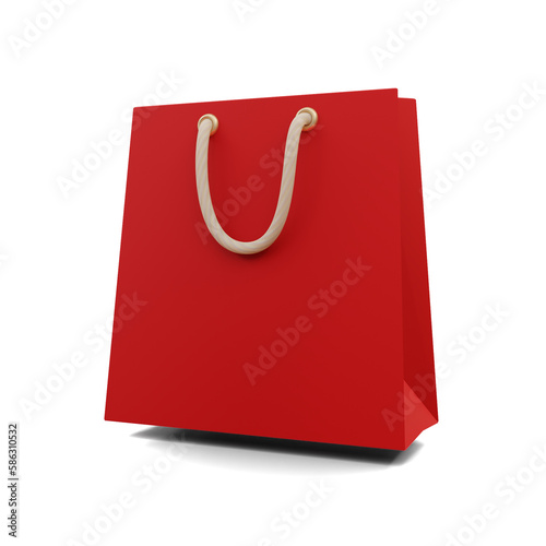 3D Shopping Bag on Transparent Background
