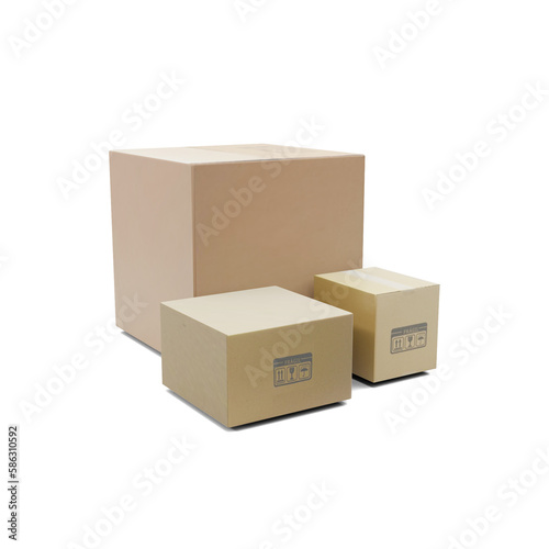 Cardboard Box Package on Transparent Background © Seven Design
