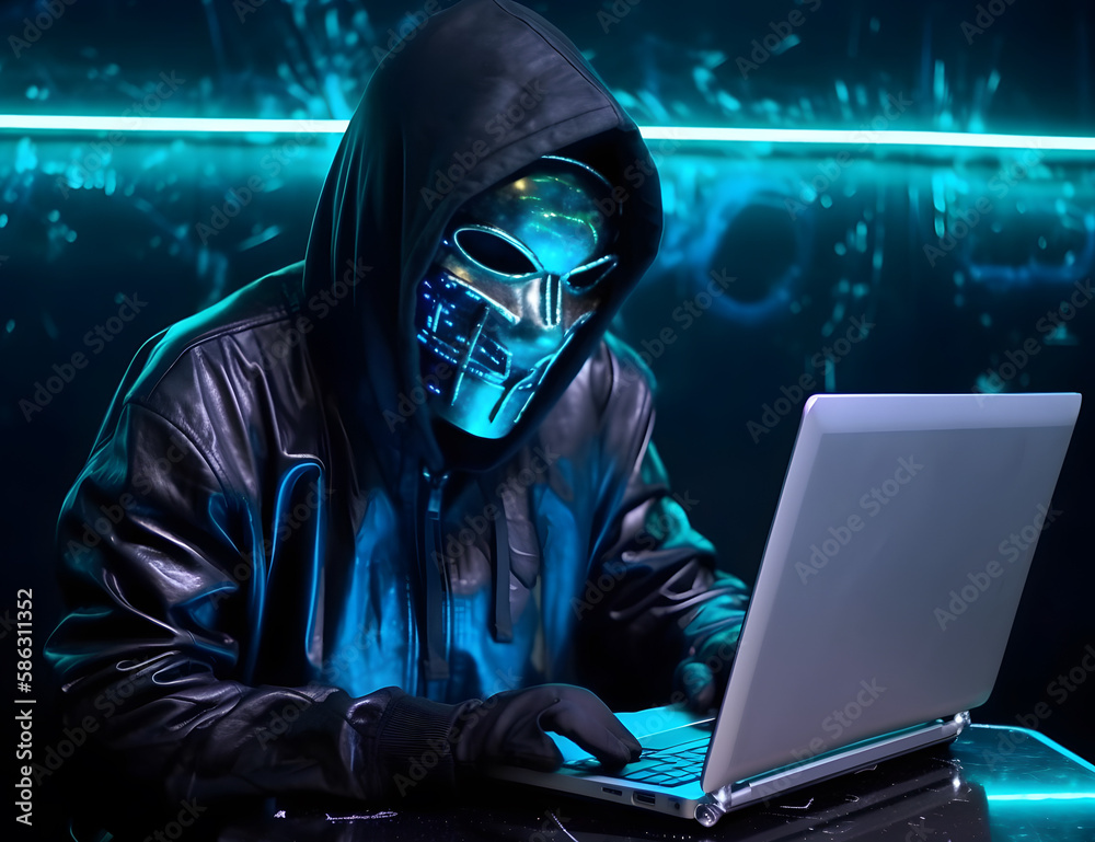 Anonymous robot hacker. Concept of hacking cybersecurity, cybercrime, cyberattack, dark web, etc. Anonymous robot hacker. Concept of hacking cybersecurity, cybercrime, cyberattack, dark web, etc.