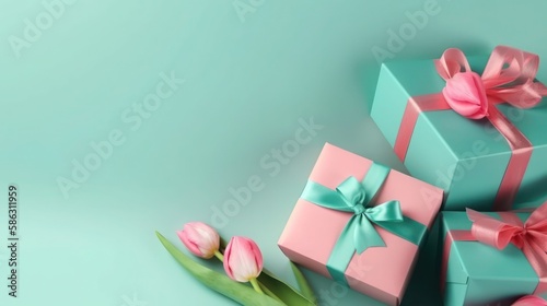 Mother's day, flowers and gift box, generative ai © AI BLONDY