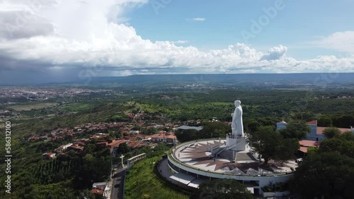 Juazeiro do Norte Crato Cariri Ceará Cidade Sertão Nordeste Estátua Padre Cícero Nossa Senhora Fatima Colina Horto Paisagem Igreja Museu Religião Religioso Chapada Araripe Religiosidade Drone Aéreo photo