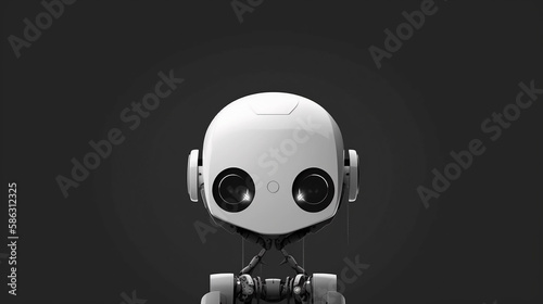 a cute baby white AI robot, white and gray tones, advanced machinery - Generated by AI