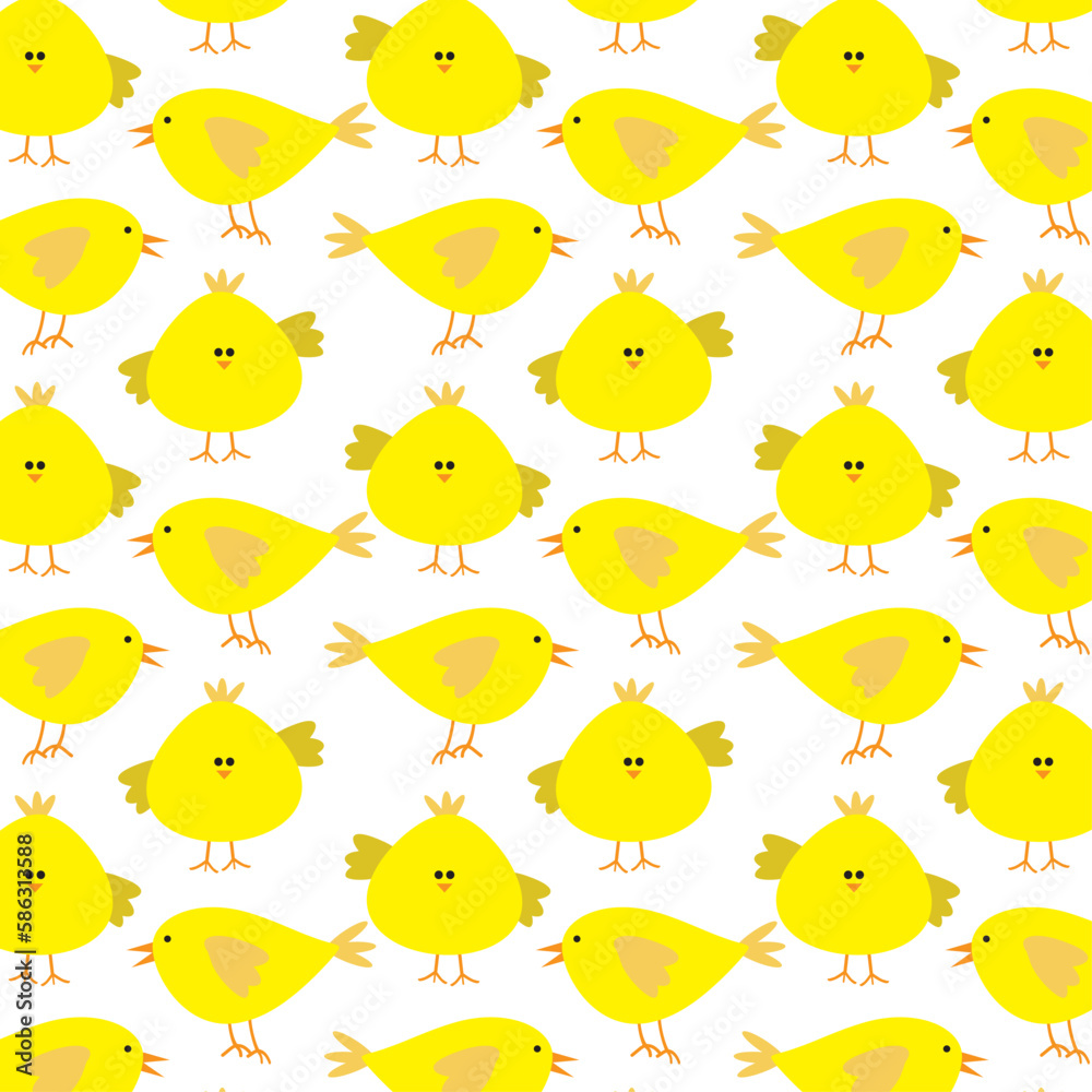 Fototapeta premium Easter vector chicken pattern background for decoration, print, wallpaper, scrapbooking, textile