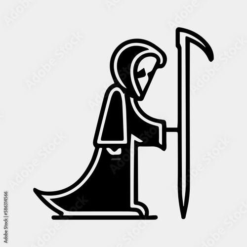 Cartoon Grim Reaper vector design tattoo isolated in white