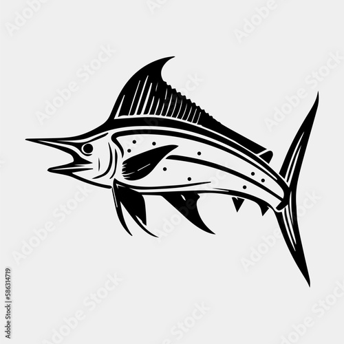 Black Marlin Fishing Logo vector isolated