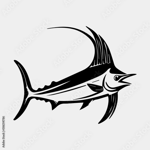 Black Marlin Fishing Logo vector isolated