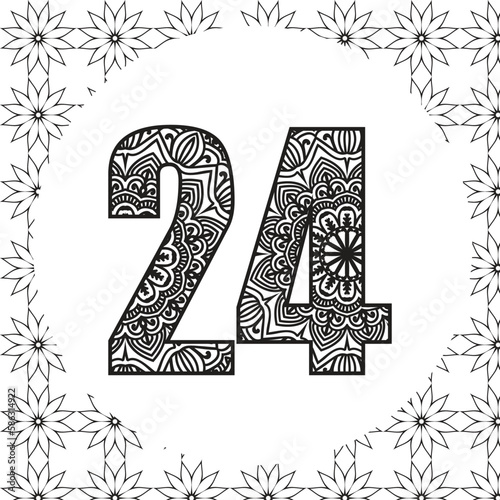 Zentangle stylized alphabet.Number 30,29 in doodle style. Hand drawn sketch font, vector illustration for coloring page, 
tattoos, makhendas or decoration photo