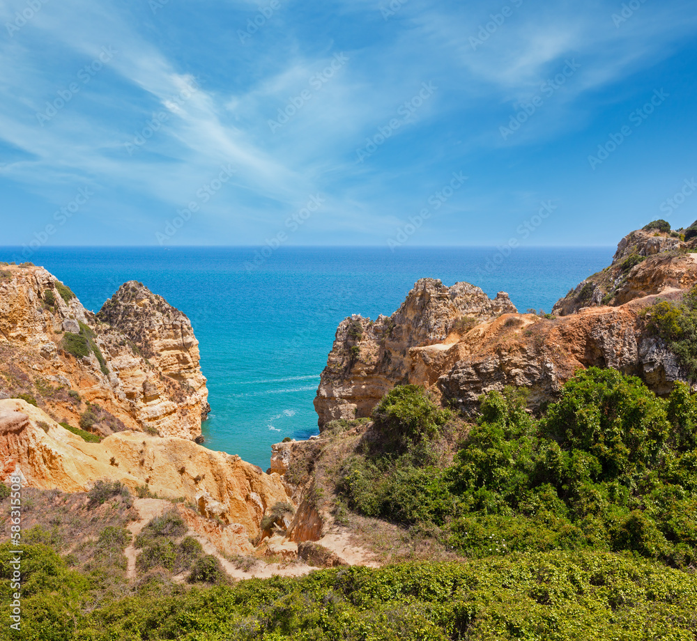 Atlantic rocky coast (Lagos, Algarve, Portugal).