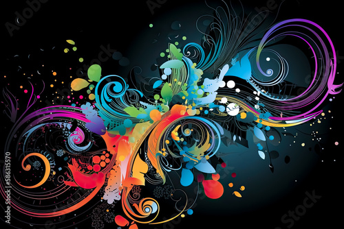 Abstract vector background with colorful swirls. - Generative Ai - Modern, contemporary, creative, digital, rainbow.