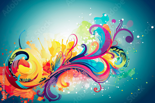 Abstract vector background with colorful swirls. - Generative Ai -  Modern  contemporary  creative  digital  rainbow.