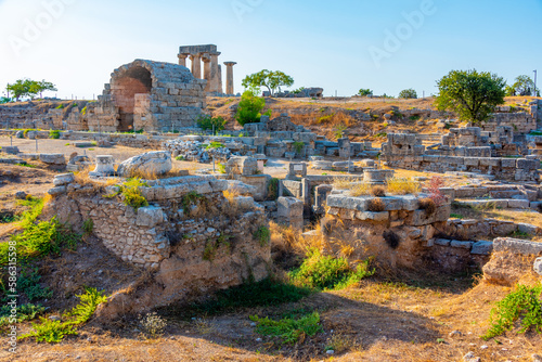 View of Ancient Corinth archaeological site in Greece photo