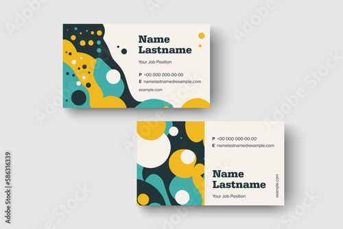 Trendy minimal abstract business card template. Modern corporate stationery id layout with geometric pattern. Vector fashion background design with information sample name text