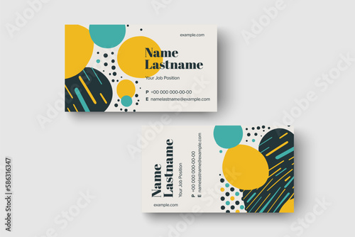 Trendy minimal abstract business card template. Modern corporate stationery id layout with geometric pattern. Vector fashion background design with information sample name text