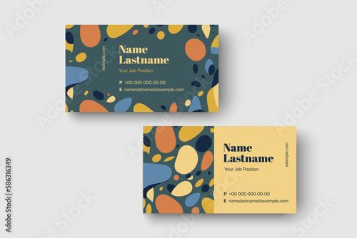 Trendy minimal abstract business card template. Modern corporate stationery id layout with geometric pattern. Vector fashion background design with information sample name text