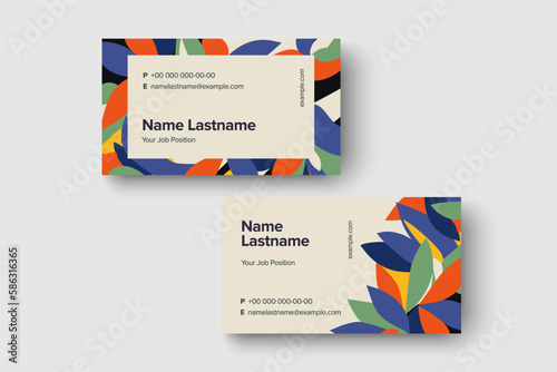 Trendy minimal abstract business card template. Modern corporate stationery id layout with geometric pattern. Vector fashion background design with information sample name text