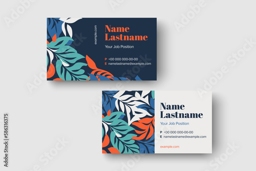 Trendy minimal abstract business card template. Modern corporate stationery id layout with geometric pattern. Vector fashion background design with information sample name text