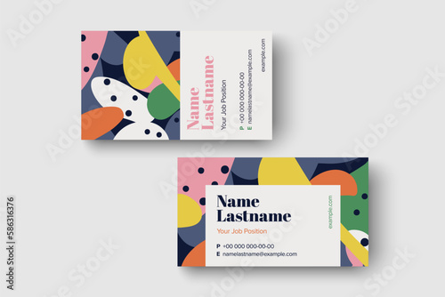Trendy minimal abstract business card template. Modern corporate stationery id layout with geometric pattern. Vector fashion background design with information sample name text