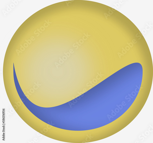 Yellow and blue ball, editable file, vector, SVG with inner shadow