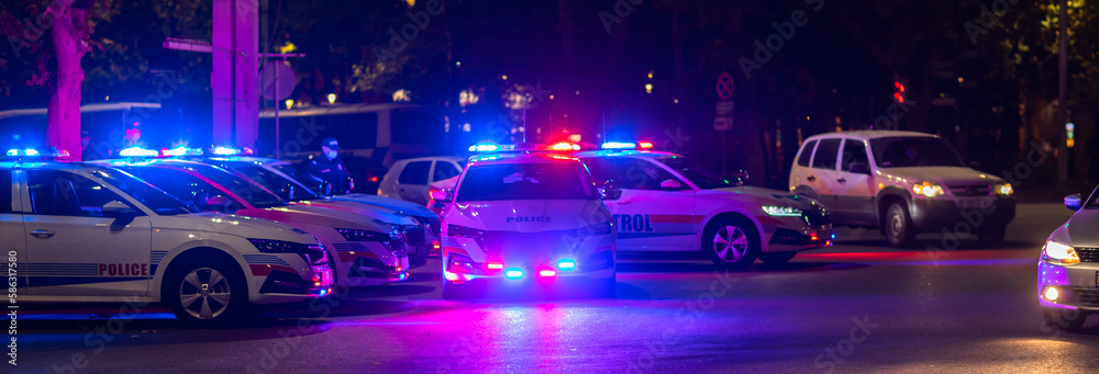 police cars in night city