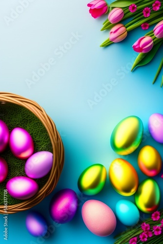 easter eggs in a basket