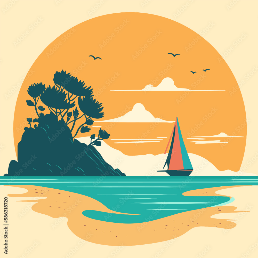 Beach-Summer Vibes Vector Art, Illustration, Icon and Graphic