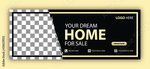 digital marketing and home sale Facebook cover page layout social media web banner template design set