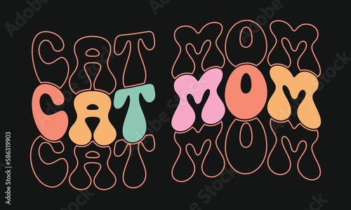 Retro Cat Mom Typography Vector T-shirt Design