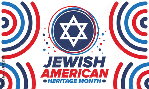 Jewish American Heritage Month. Celebrated annual in May. Jewish American contribution to the history United States. Star of David. Israel symbol. Poster, card, banner and background. Vector