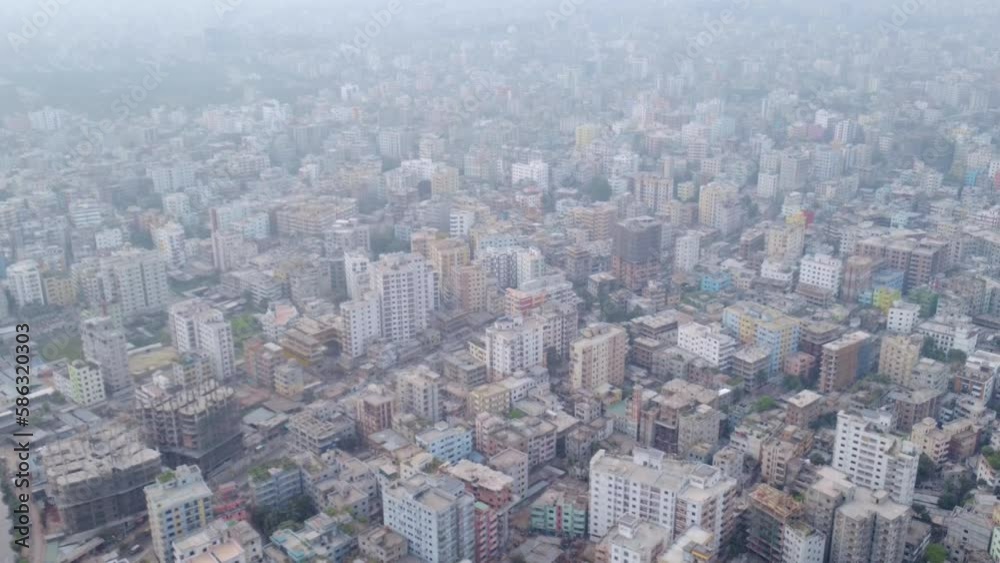 panorama drone view of Mirpur area's haphazard buildings in Dhaka, Bangladesh panorama drone view of Mirpur area's haphazard buildings in Dhaka, Bangladesh