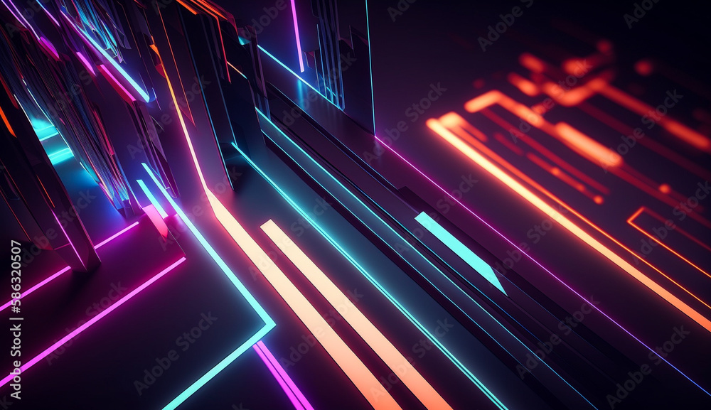abstract futuristic neon background with glowing ascending lines. Fantastic wallpaper, element for banners, background, wallpaper, AI abstract futuristic neon background with glowing ascending lines. Fantastic wallpaper, element for banners, background, wallpaper, AI
