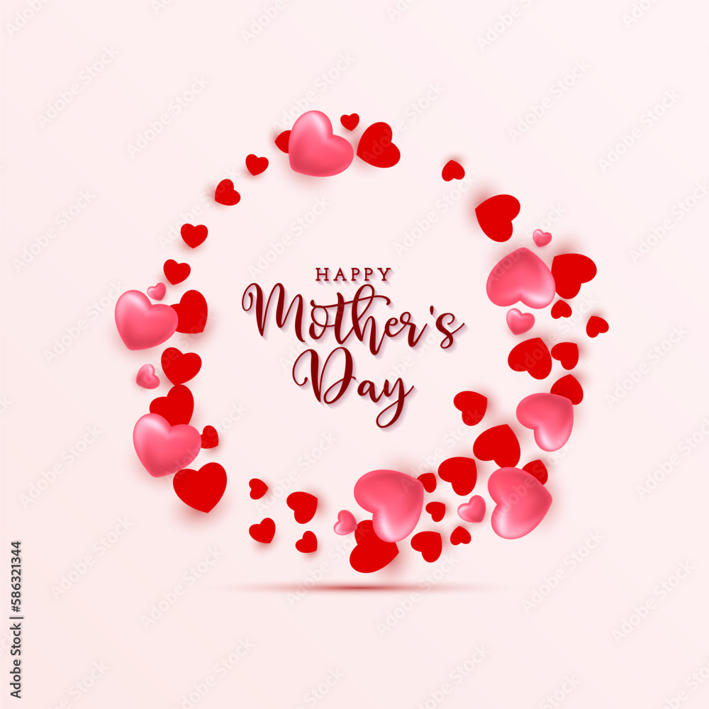 Happy mothers day card background illustration with hearts Happy mothers day card background illustration with hearts