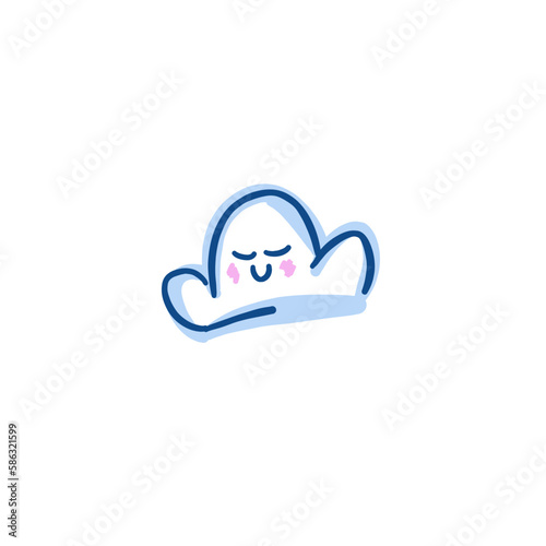 illustrated happy cloud with a smiling face on a transparent background